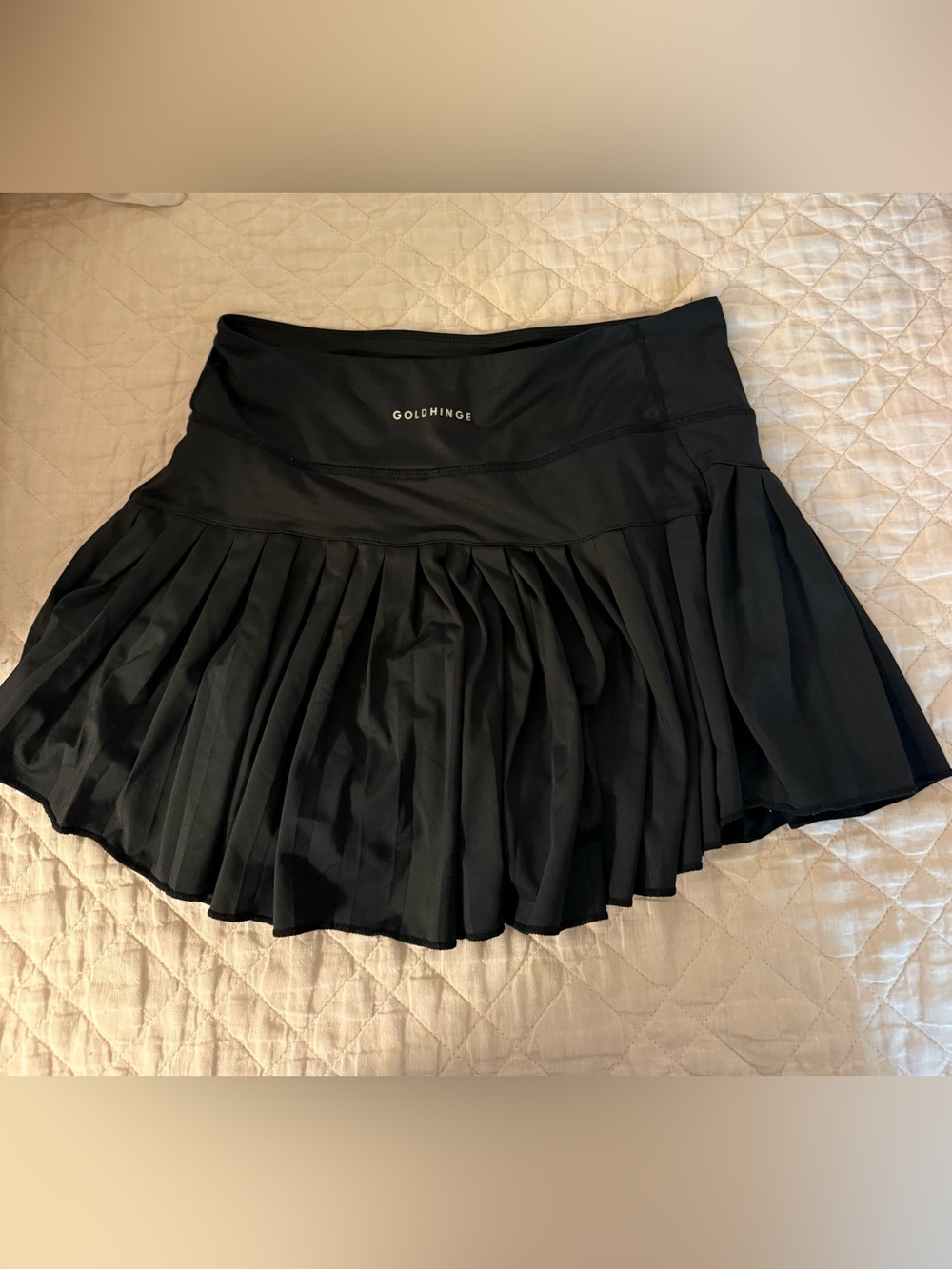 GoldHinge Black Pleated Skater Skirt